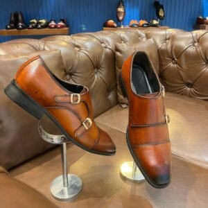 Handpainted Italian Leather Double Monks