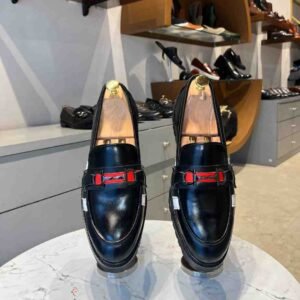 Black White Leather Chunky Sole