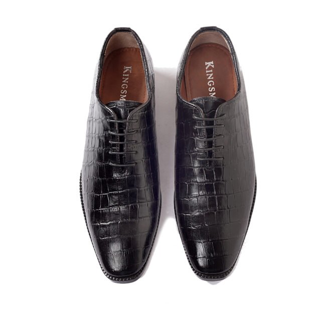 Black Croc Oxford Shoes