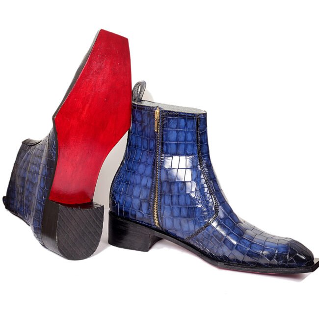 Blue Croc Texture Chelsea Boots (2)