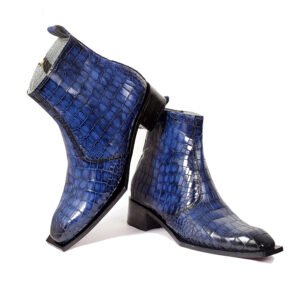 Blue Croc Texture Chelsea Boots