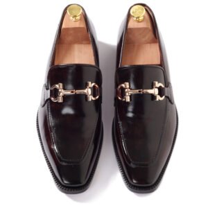 Cherry Leather Penny Loafers