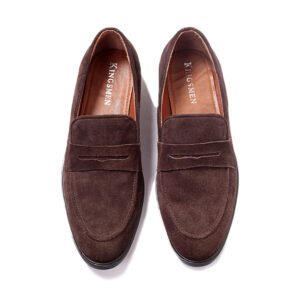 Men Bow Suede Penny Loafers