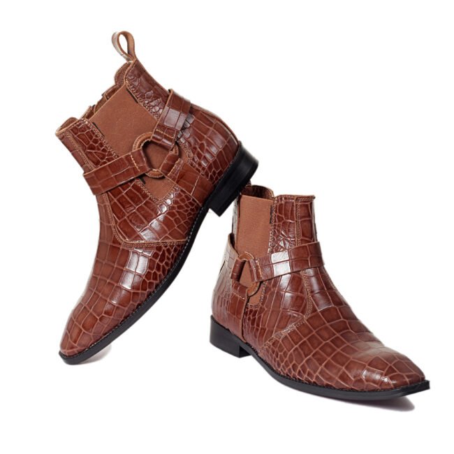 Men's Brown Buckle Ankle Boots (4)