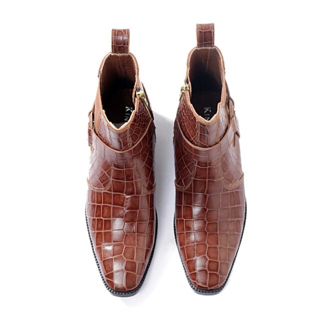 Men's Brown Buckle Ankle Boots (6)
